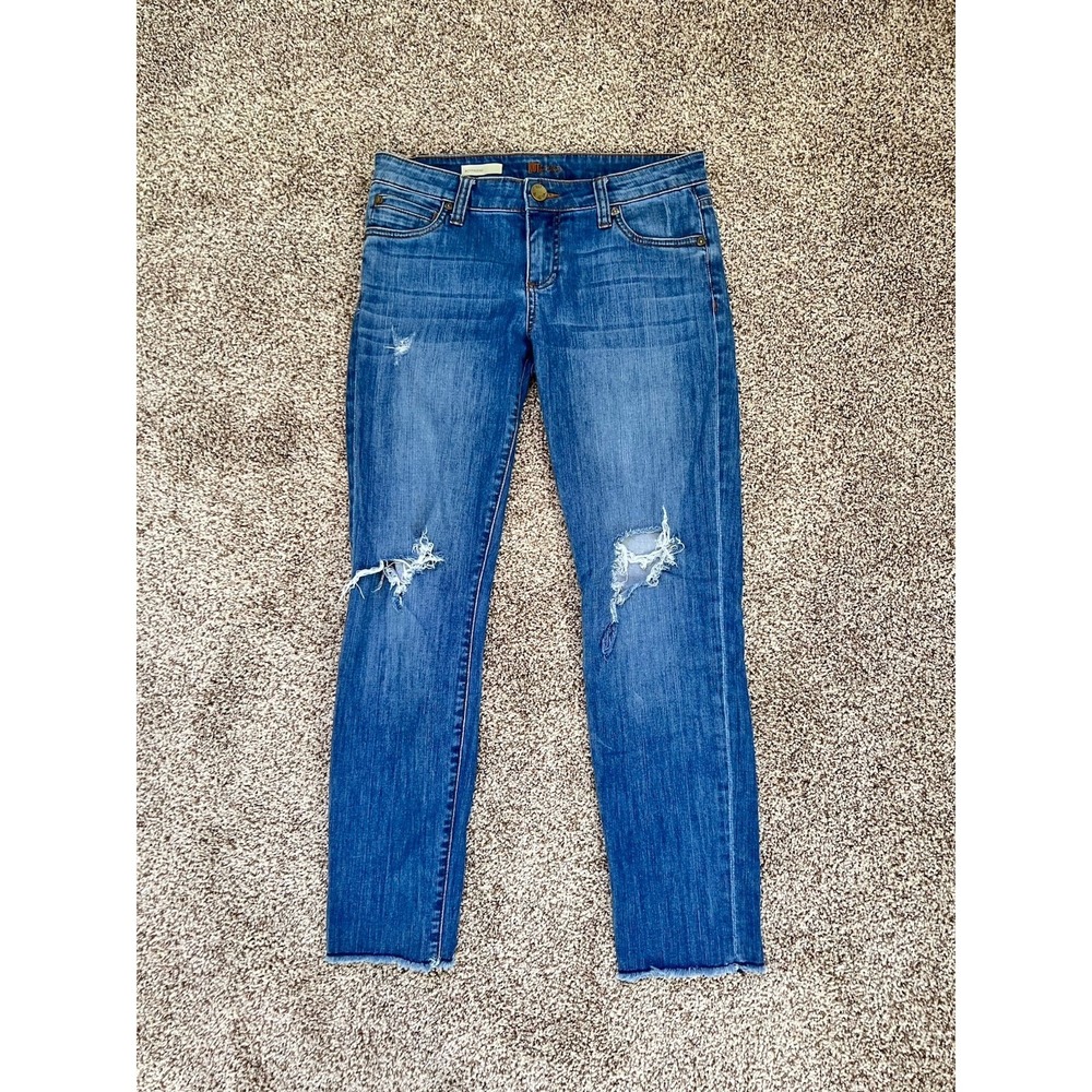 Kut From The Kloth Boyfriend Jeans Distressed Medium Wash Denim Women's Size 4 - Picture 1 of 7